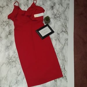 Red V-neck strap Dress